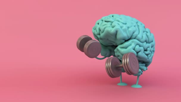 modrý mozek školení s činky 3d vykreslování  - Záběry, video