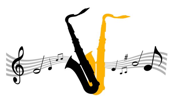 Graphisme musical avec saxophone en qualité vectorielle - Vecteur, image