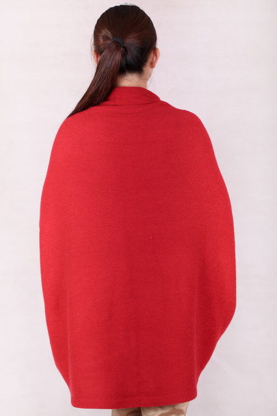 中国の女性が赤いドレスを着て - 写真・画像
