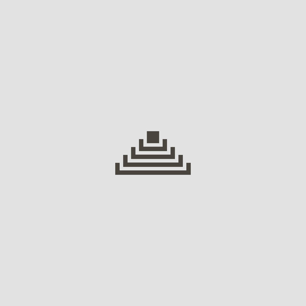 zwart-wit eenvoudige vector geometrisch abstract iconisch teken van piramide silhouet - Vector, afbeelding