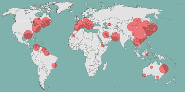 nuevo coronavirus, mapa en línea de la epidemia de personas infectadas
 - Foto, imagen