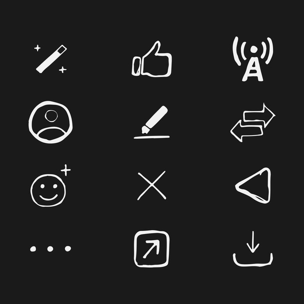 Business set of icons drawn by hand. A set of black icons drawn in pencil. Vector eps illustration. - Vektor, kép