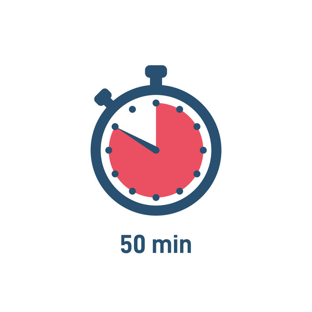 Set of stopwatch icons showing time - 50 minutes or seconds. Red and black color. Set of minimalist timers. Cooking time concept. Vector illustration - Vector, Image
