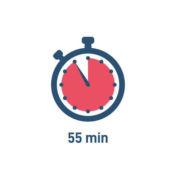 Conjunto de ícones de cronômetro mostrando o tempo 55 minutos ou segundos. Cor vermelha e preta. Conjunto de temporizadores minimalistas. Conceito de tempo para cozinhar. Ilustração vetorial
 - Vetor, Imagem
