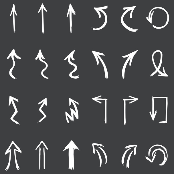 Vector set of white hand drawn arrows - Vector, Image