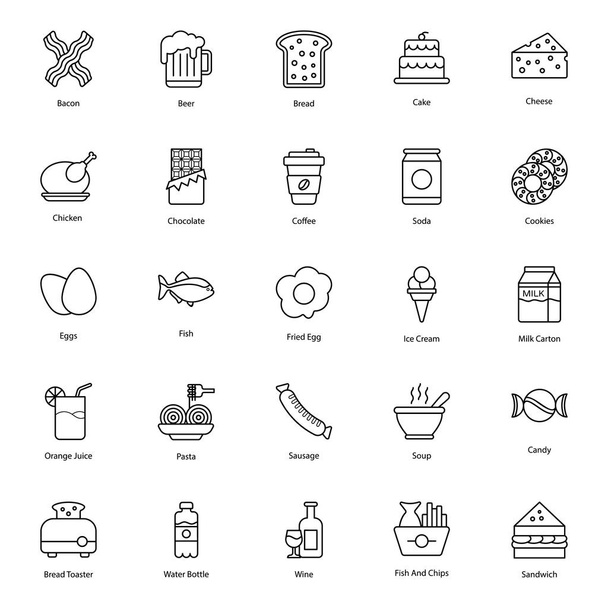 Paquete de iconos de línea de alimentos y bebidas
  - Vector, Imagen