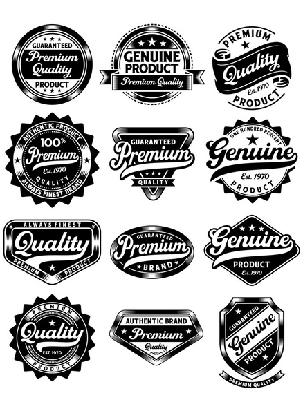 set van Premiumkwaliteit en echte vintage etiketten - Vector, afbeelding