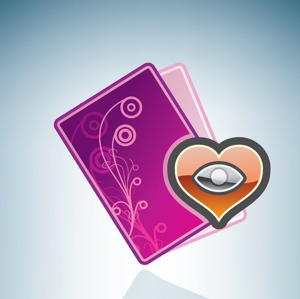 Valentine/Love Card & Heart Eye - Vektör, Görsel