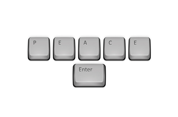 Word Peace на клавиатуре и введите клавишу. Векторная концепция
 - Вектор,изображение