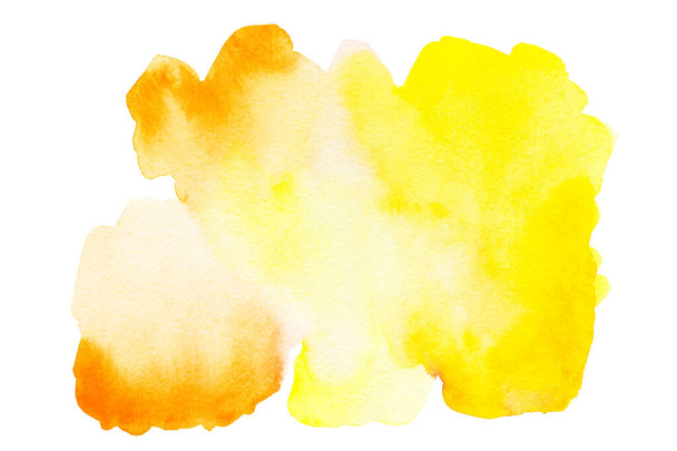 Yellow orange fire abstract watercolor splashing background business card for text hand painted on paper isolated. - Foto, Bild