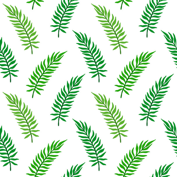 Palm leaf seamless pattern. Areca leaves vector illustration. Floral background with abstract plant. Tropic hawaiian pattern with flying foliage. Simple cartoon style for print. - Вектор,изображение