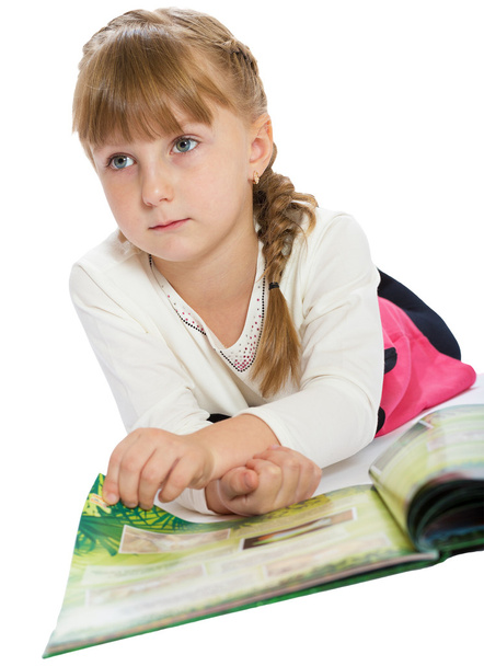 diligent girl reading a book - Foto, afbeelding