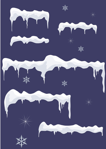 Ice-sheet with icicles, stars and snowflakes. - Vector, Image
