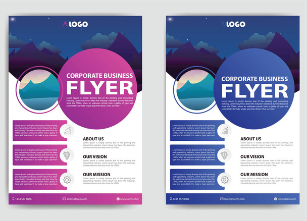 Corporate Business Flyer Vorlage Design, Vektor violett und blau Farben Cover-Broschüre - Vektor, Bild