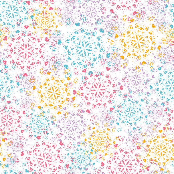 colorful mandalas seamless vector pattern on white - Vektor, obrázek