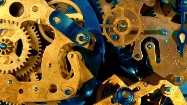 flat Composição leigos, mecanismo de relógio vintage azul brilhante e cor amarela
 - Filmagem, Vídeo