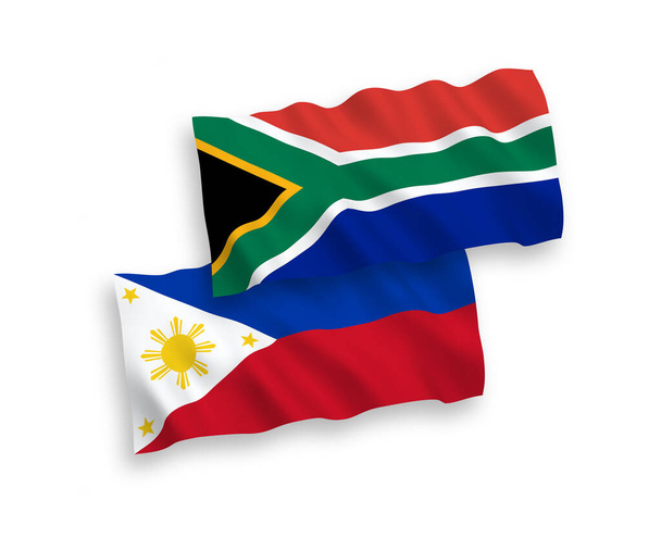 Флаги Филиппин и Южно-Африканской Республики на белом фоне. Соотношение 1 к 2
. - Вектор,изображение