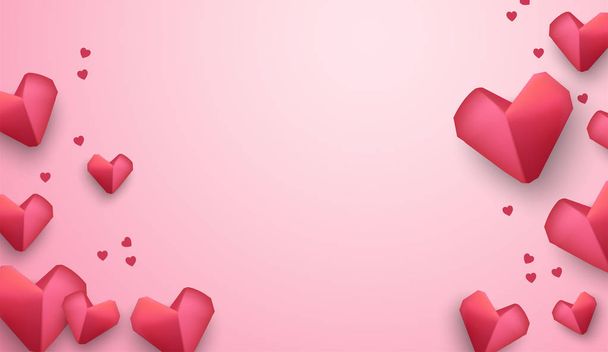 Elementos de papel en forma de corazón sobre fondo rosa. Símbolos vectoriales de amor por Happy Women 's, Mother' s, San Valentín, diseño de tarjetas de felicitación de cumpleaños
. - Vector, Imagen