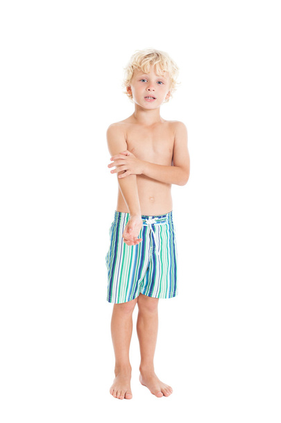 European boy wearing swimming shorts - Foto, afbeelding