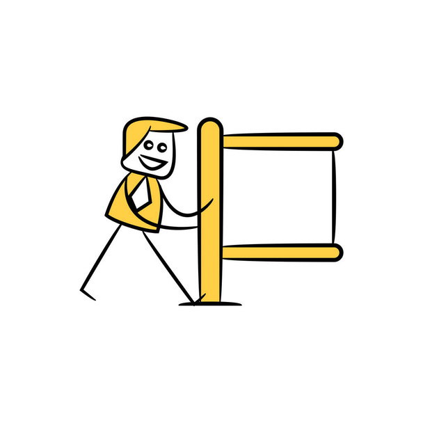 ραβδί επιχειρηματίας σχήμα παρόντες με guidepost, σήμανση ή πινακίδα - Διάνυσμα, εικόνα