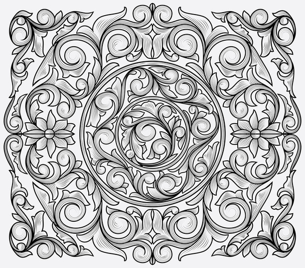 Ročník zdobený monochromatický dekorativní design - Vektor, obrázek