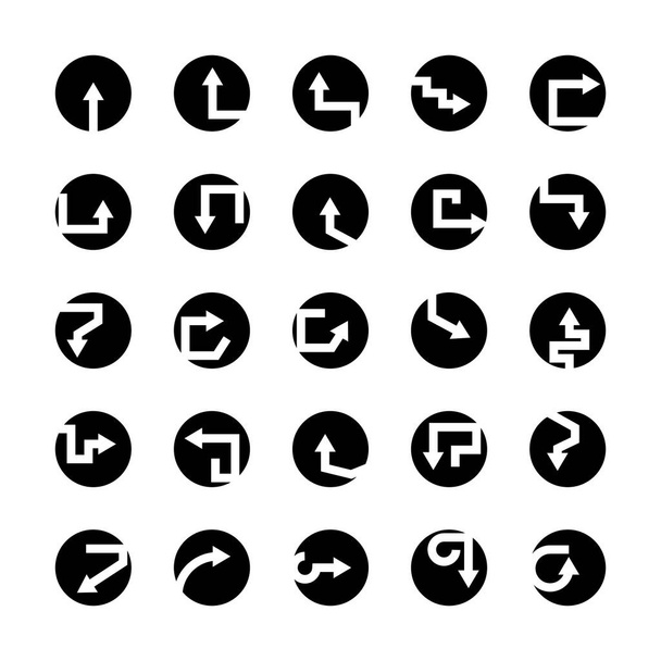 arrow icons in circle buttons set - Vektör, Görsel
