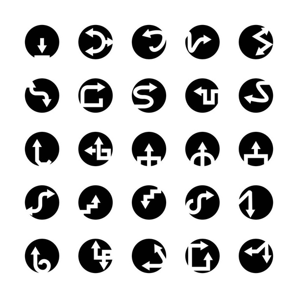 Pfeil-Symbole in Kreis-Tasten gesetzt - Vektor, Bild