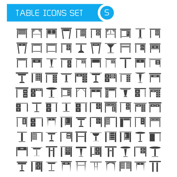 vector set desk and table icons - Vector, Image