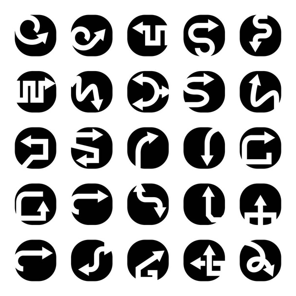 arrow icons in round buttons set - Вектор,изображение