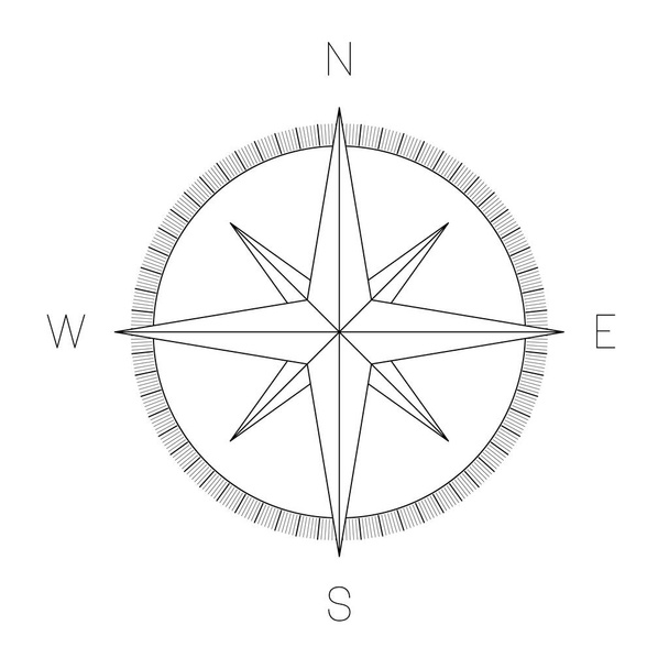 Compass rose - nautical chart. Travel equipment displaying orientation of world directions - north, east, south and west. Simple flat vector illustration - Vector, Image
