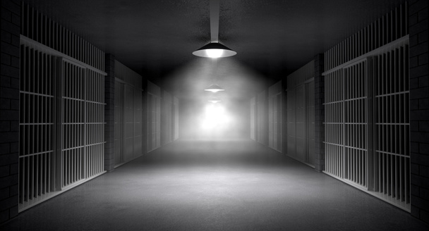 στοιχειωμένο φυλακή διάδρομο και κύτταρα - Φωτογραφία, εικόνα