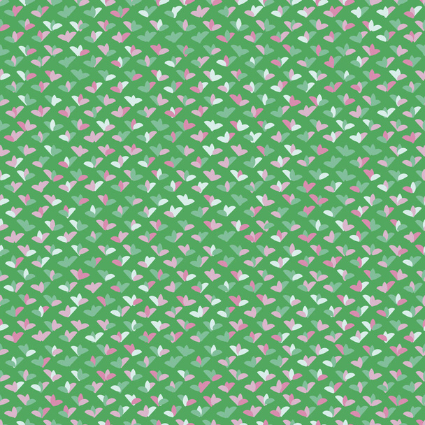 green field of pink flowers seamless vector pattern texture - Vector, Image
