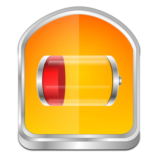 γυαλιστερό πορτοκαλί κόκκινο κουμπί μπαταρίας - 3D εικόνα - Φωτογραφία, εικόνα