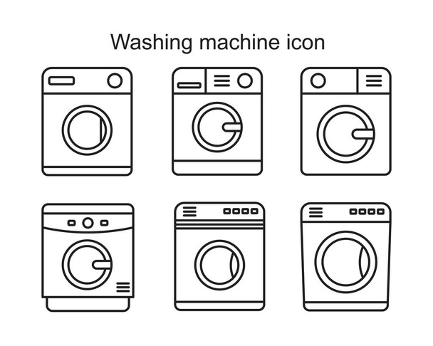洗濯機のアイコンテンプレート黒の色を編集可能。洗濯機のアイコンのシンボルグラフィックとウェブデザインのためのフラットベクトルイラスト. - ベクター画像