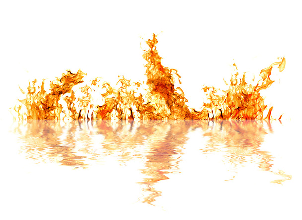 orangefarbener Feuerstreifen mit Reflexion auf weiß - Foto, Bild
