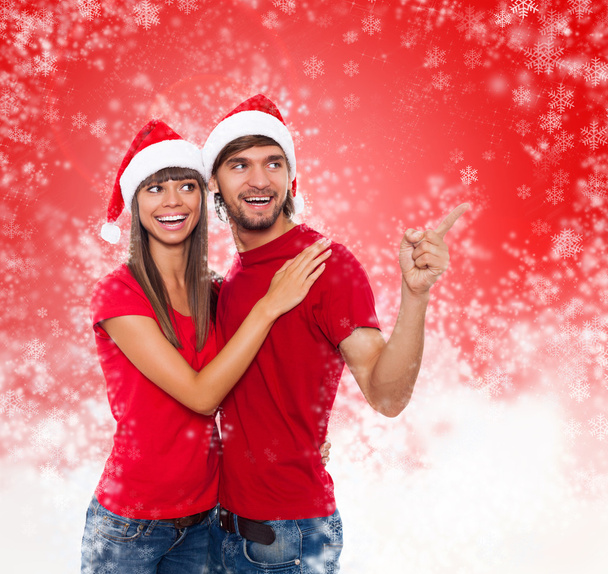 Christmas excited couple - Фото, изображение