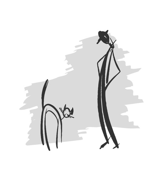 Fondo abstracto con gato. dibujado a mano. gesto. vector eps8
 - Vector, imagen