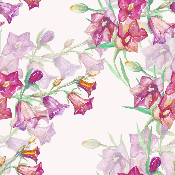 Watercolor bells. Pattern seamless. Image on white and color background. - Foto, imagen