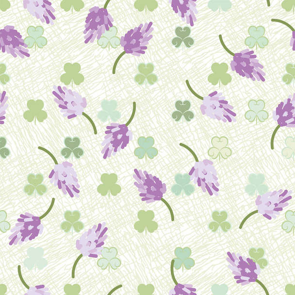 pink clover flowers on a pastel green background seamless vector pattern - Wektor, obraz