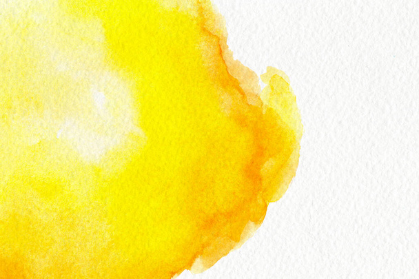 Yellow orange golden abstract watercolor splashing background business card with space for text, hand painted on paper. - Foto, immagini