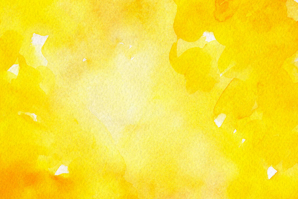 Yellow orange golden abstract watercolor splashing background business card with space for text, hand painted on paper. - Φωτογραφία, εικόνα