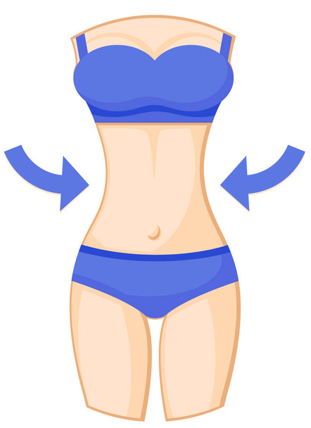 白い背景に細い腰の女性のスリムな姿。フィットネスロゴ - ベクター画像
