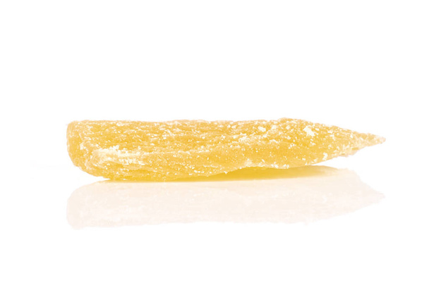 One slice of dried yellow pineapple isolated on white background - Photo, image