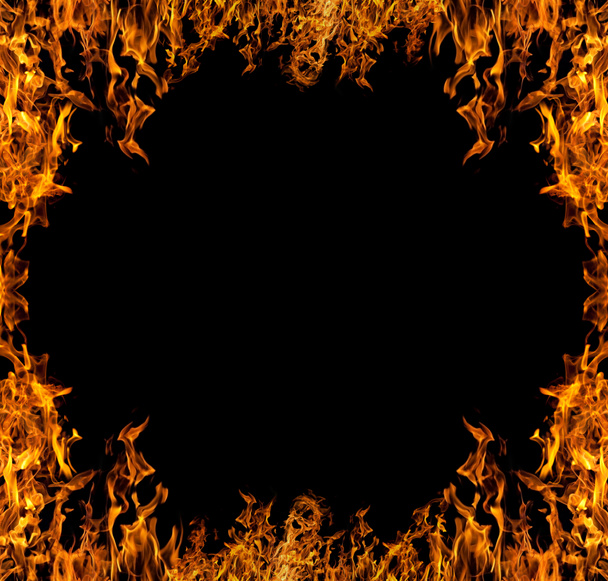 isolated on black orange fire frame - Фото, зображення