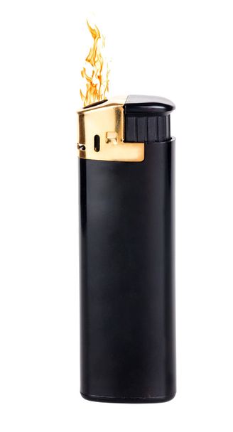 black lighter with flame - Photo, Image