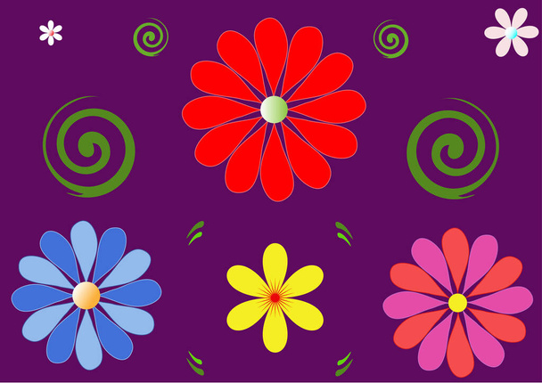 Bloemen achtergrond. Vector Illustratie. De kleuren bloemen voor stof of inpakpapier. - Vector, afbeelding