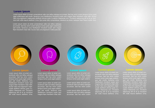 Vektor-Infografik mit Kreis-Symbolen und Platz für Text. Kann für Ihr Unternehmen verwendet werden - Vektor, Bild