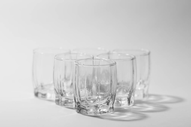 transparent glasses on a gray background - Photo, Image