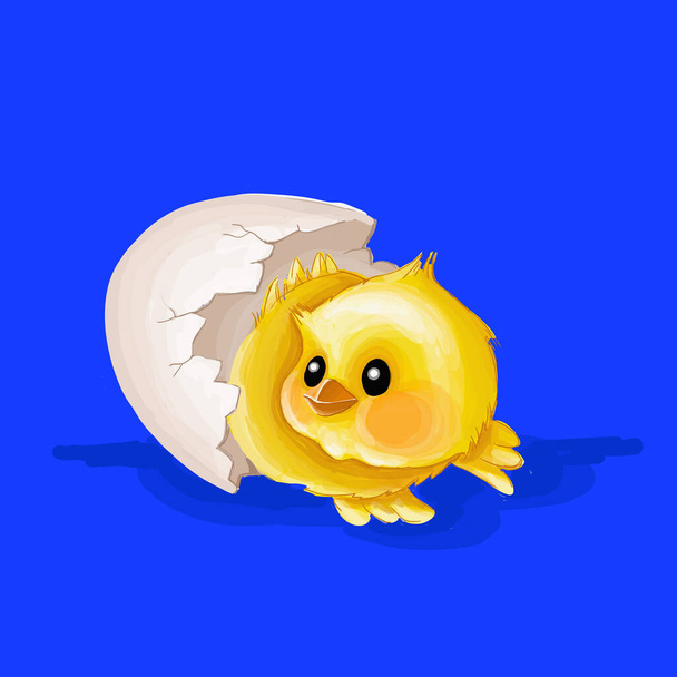 векторная иллюстрация, Счастливой Пасхи, курица вылупилась из яйца
 - Вектор,изображение