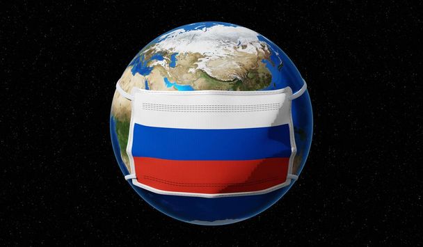 Brote mundial de coronavirus pandecimico / gripe - Rusia - Ilustración 3D
 - Foto, imagen